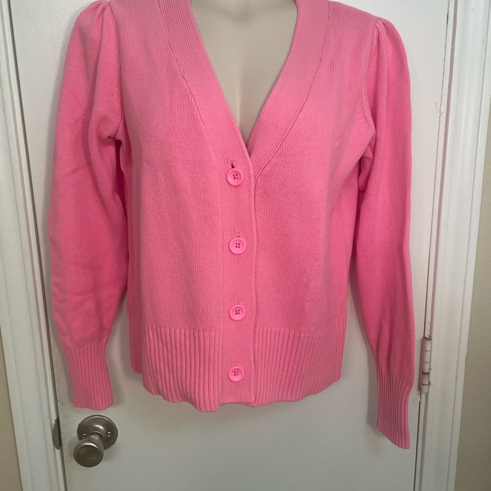 crown & ivy Pink V-Neck Button Cardigan